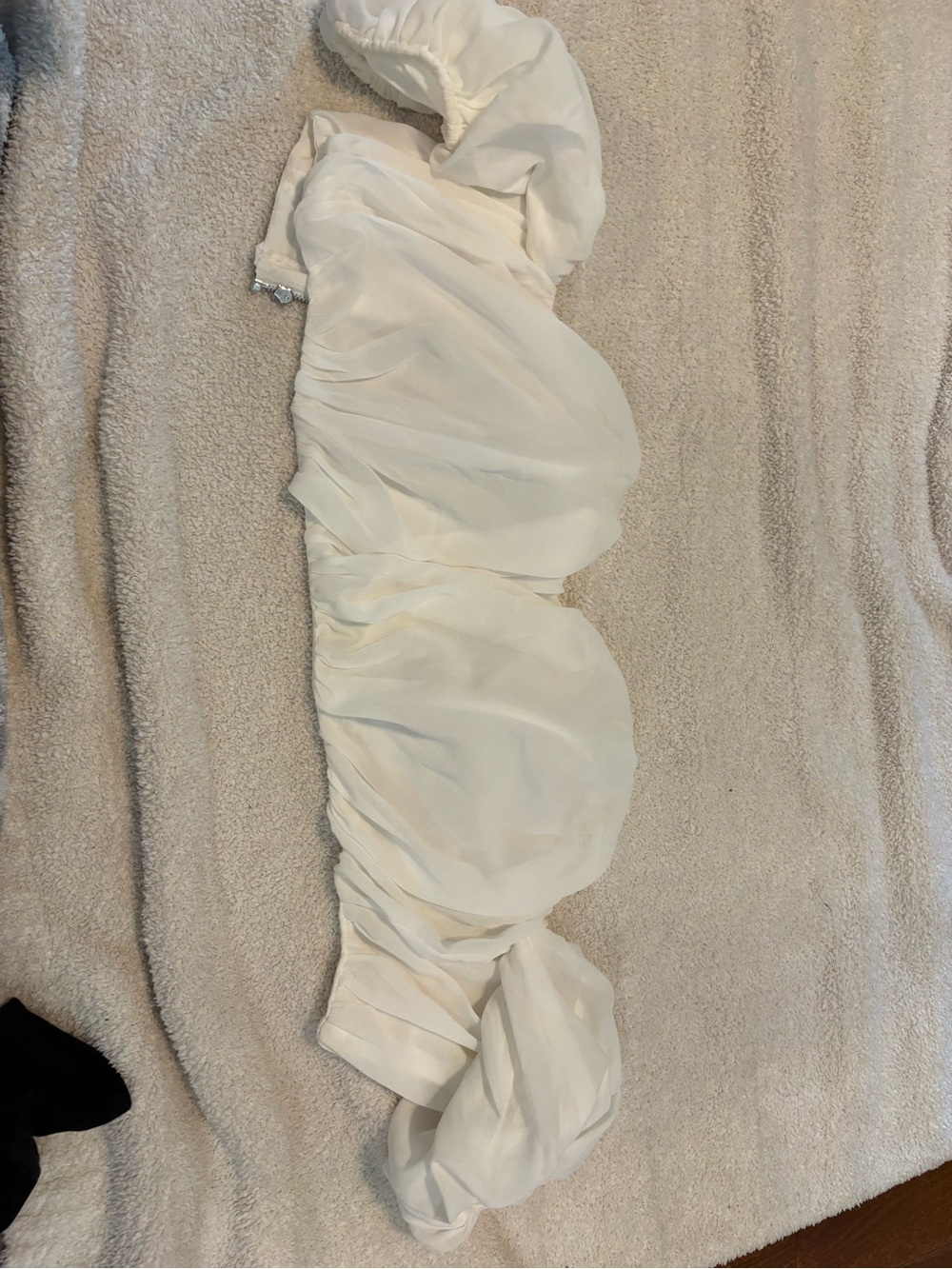 MARBLE Ivory Strapless Ruffle Crop Top